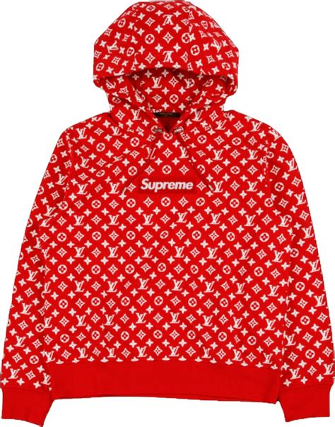 louis vuitton x supreme food hoodies red|Louis Vuitton red hooded sweatshirt.